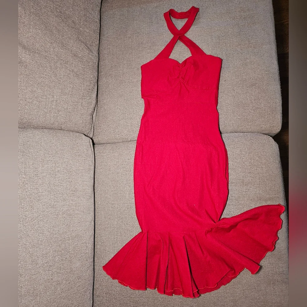 RockSteady Vibrant Red Backless Dress - Picture 1 of 6